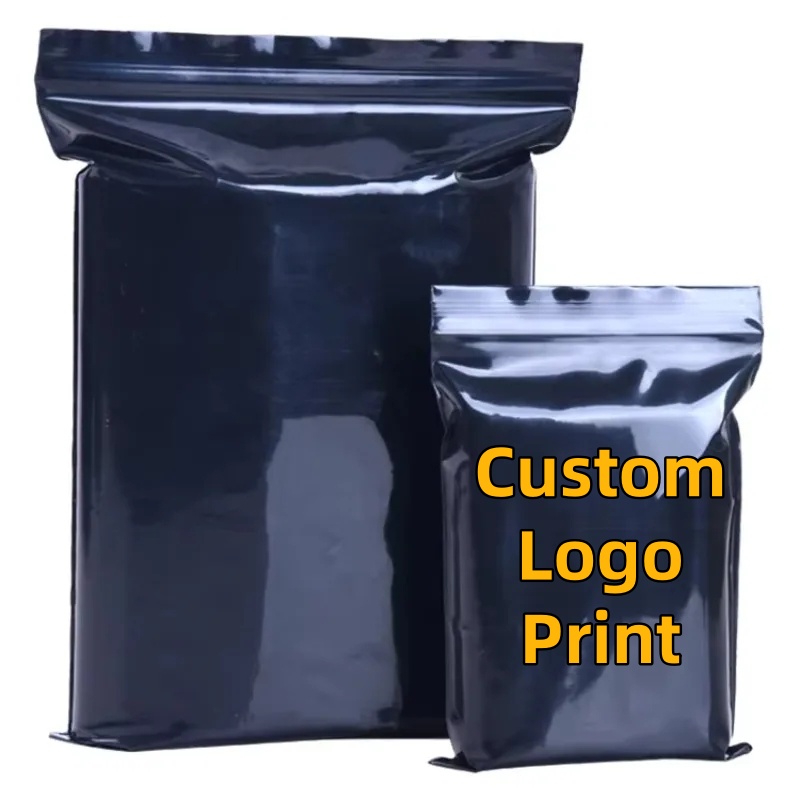 Reusable Zip Bag - 100pcs Black PE Ziplock Bags Heavy-Duty