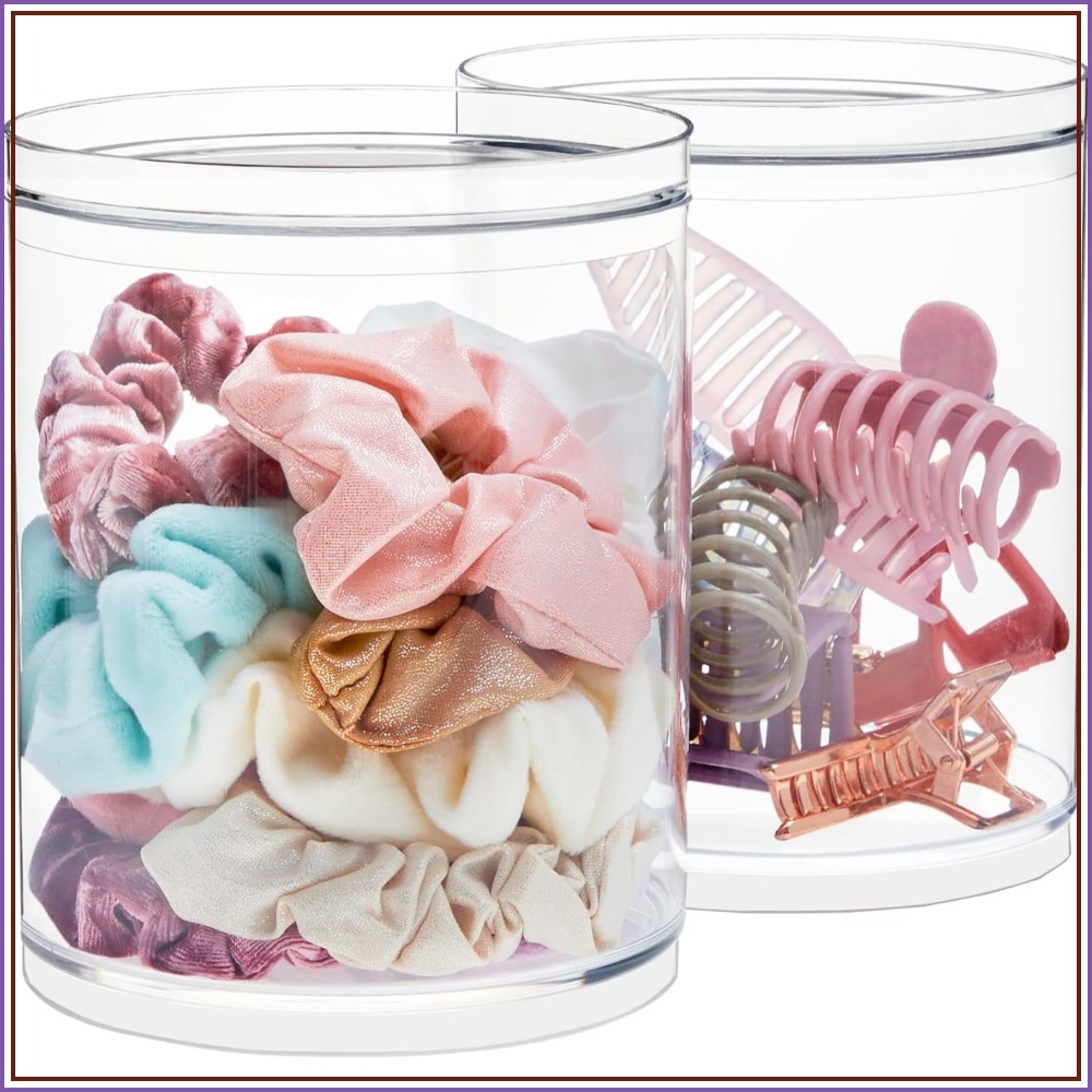 Travel Accessories Set - Stackable Clear Plastic Scrunchie Holder Set