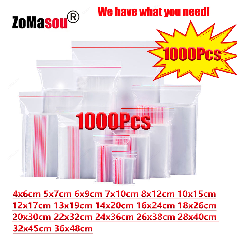 Reusable Zip Bag - 100-1000Pcs Small Zip Lock Plastic Bags