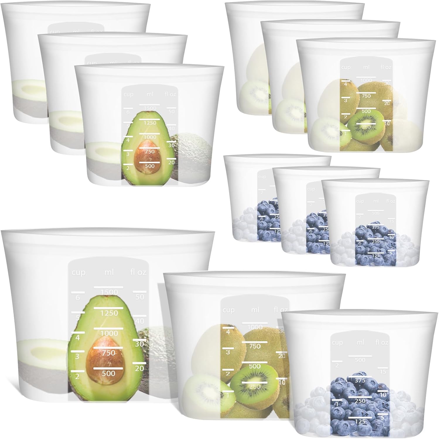 Reusable Zip Bag - 100% Silicone Reusable Storage Bags, 9