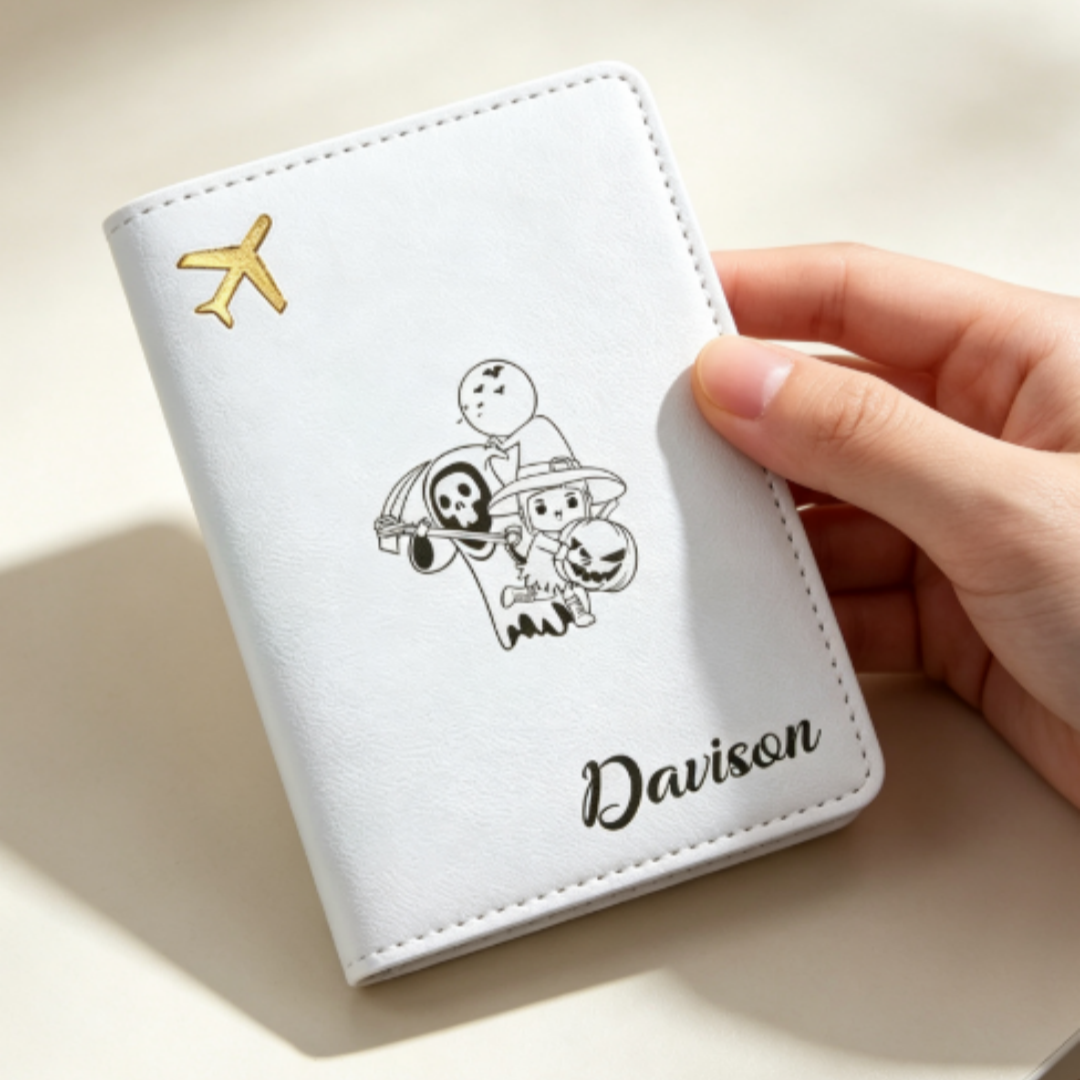 Travel Accessories Meaning - Personalized Name Leather Passport Cover, Customized