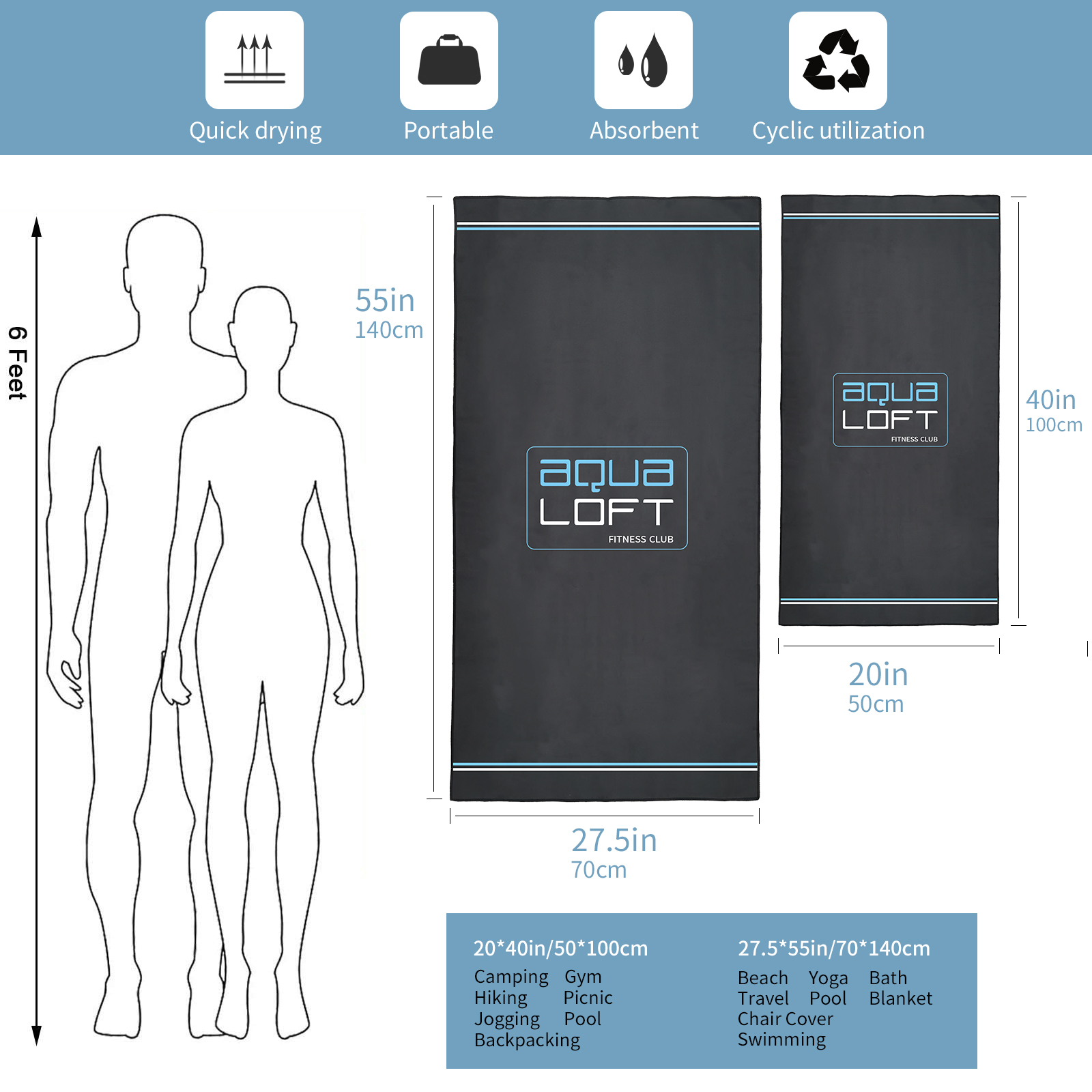 AQUA Microfiber Quick Dry and  - Travel Towel Quick Dry recensione e prezzo
