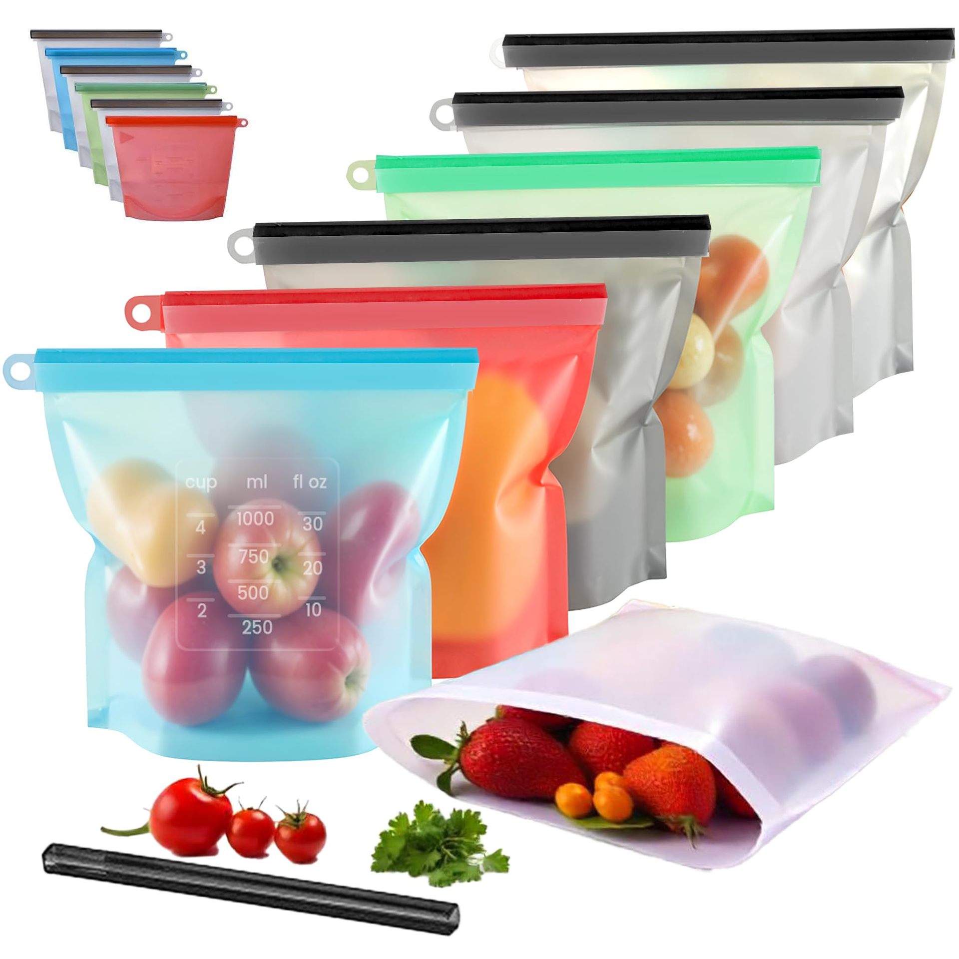 5pcs Silicone Food Storage Con - Reusable Zip Bag recensione e prezzo