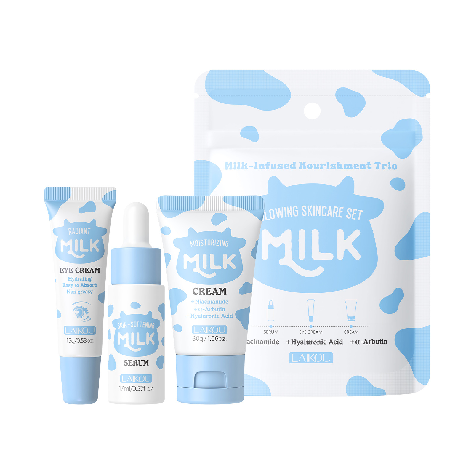 LAIKOU Milk 3Pcs Travel Skinca - Travel Accessories Set recensione e prezzo