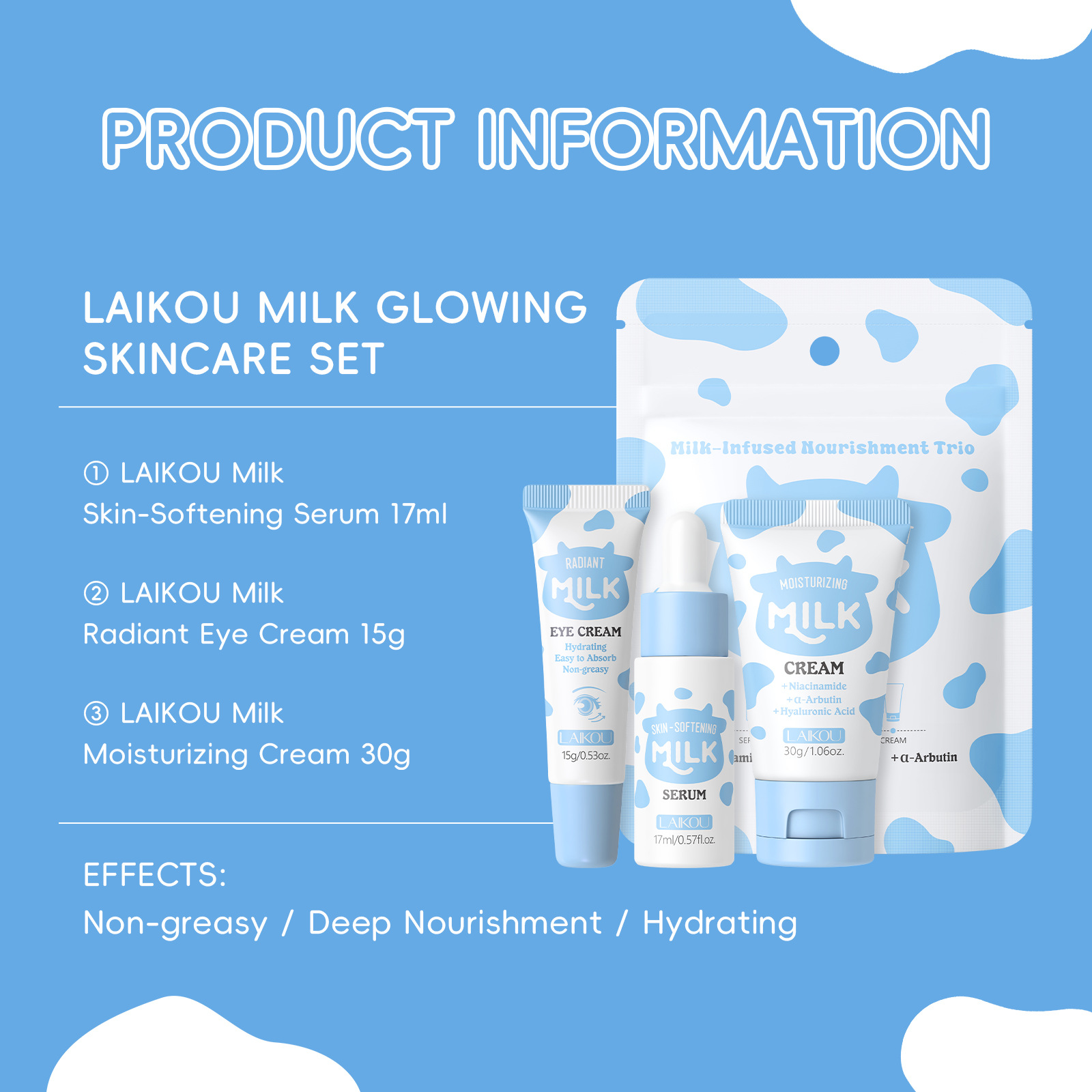 LAIKOU Milk 3Pcs Travel Skinca - Travel Accessories Set recensione e prezzo