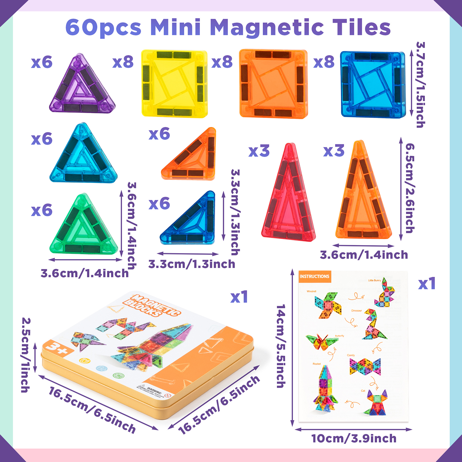 42P/60P Mini Magnetic Tiles Bu - Travel Accessories Set recensione e prezzo